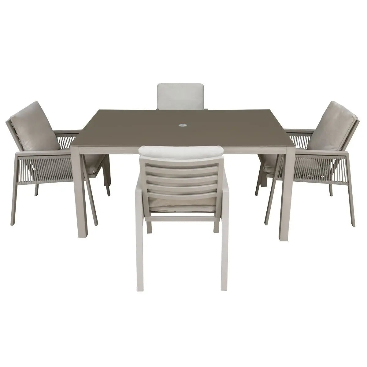 Dellonda Fusion 5 Piece Outdoor Dining Set with Weatherproof Aluminium Frame White Rose Tools