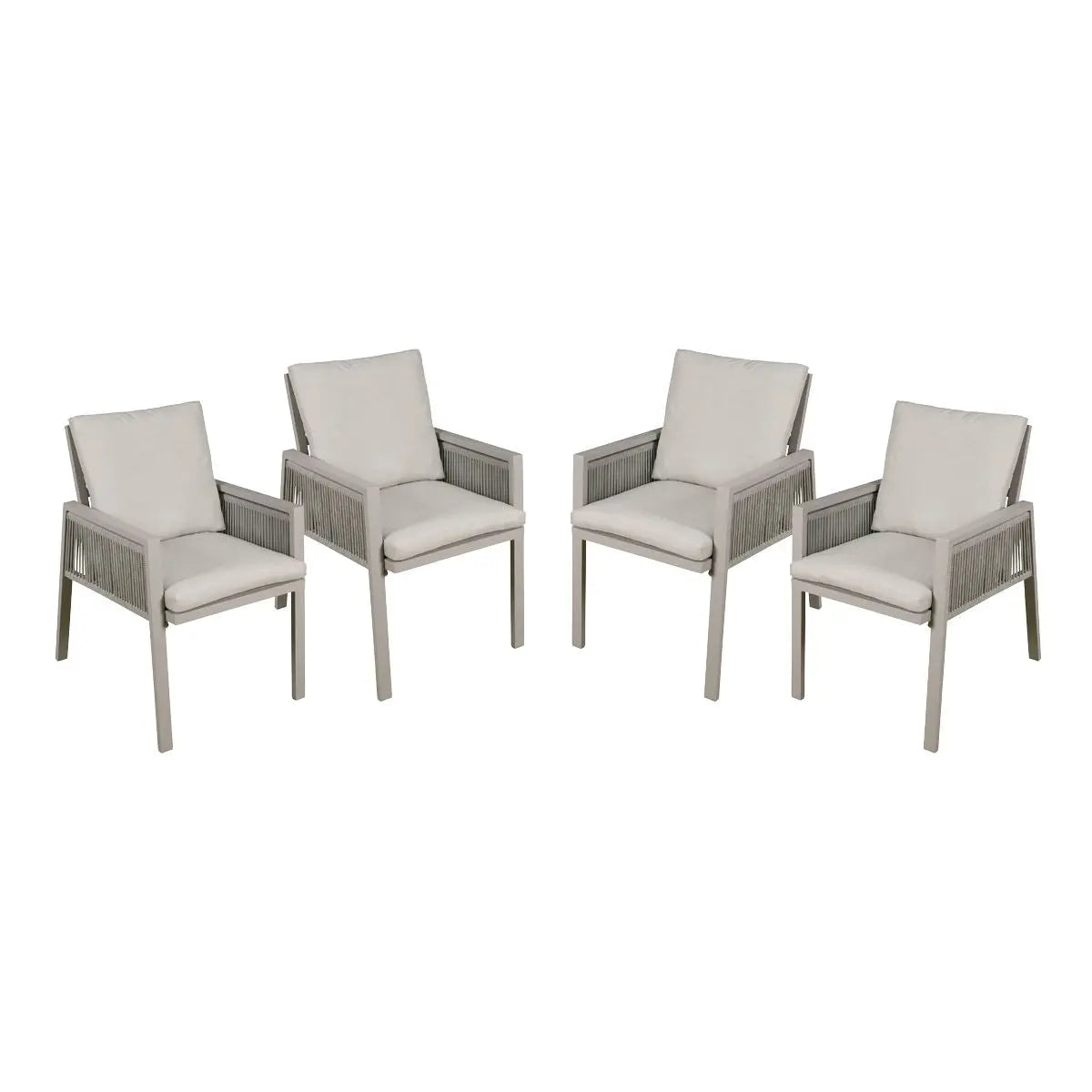 Dellonda Fusion Garden/Patio Aluminium Dining Chair with Armrests, Set of 4, Light Grey - DG50 White Rose Tools