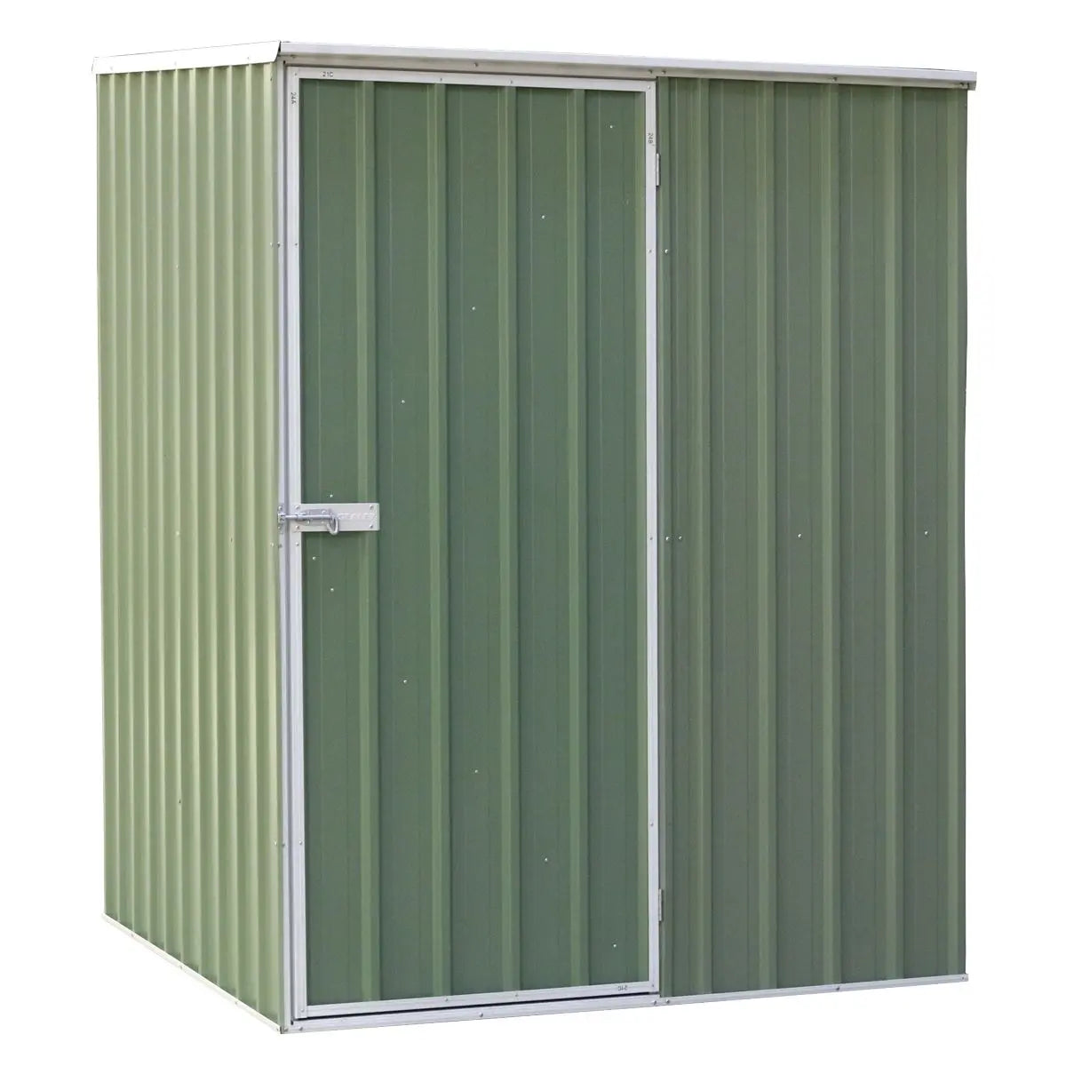 Dellonda Galvanised Steel Metal Garden/Outdoor/Storage Shed, 5FT x 5FT, Pent Style Roof – Green White Rose Tools