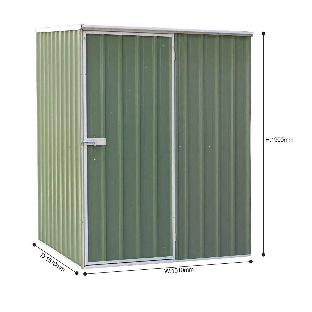 Dellonda Galvanised Steel Metal Garden/Outdoor/Storage Shed, 5FT x 5FT, Pent Style Roof – Green White Rose Tools