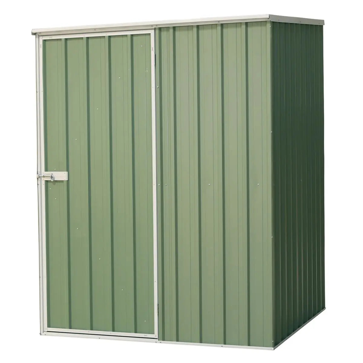 Dellonda Galvanised Steel Metal Garden/Outdoor/Storage Shed, 5FT x 5FT, Pent Style Roof – Green White Rose Tools