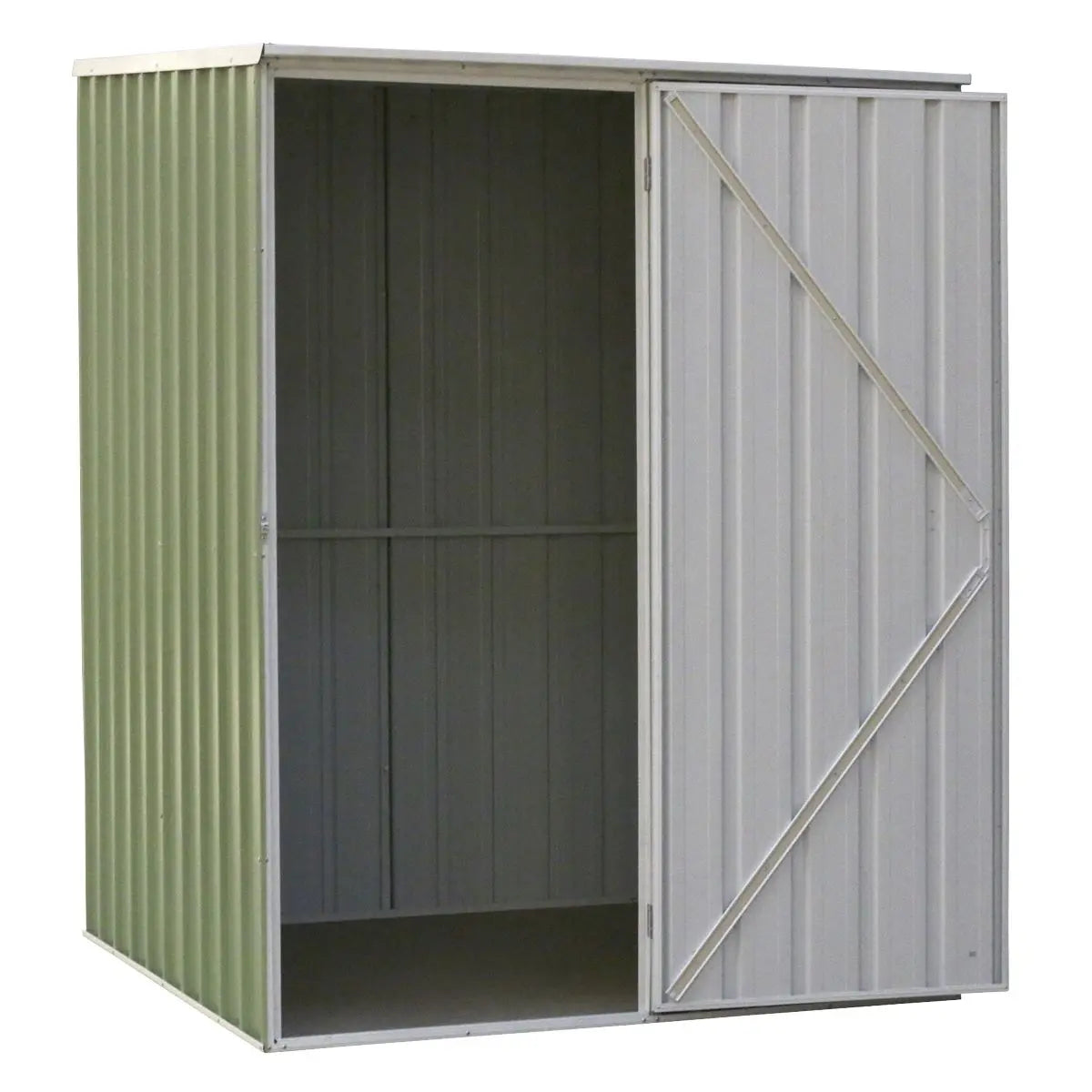 Dellonda Galvanised Steel Metal Garden/Outdoor/Storage Shed, 5FT x 5FT, Pent Style Roof – Green White Rose Tools
