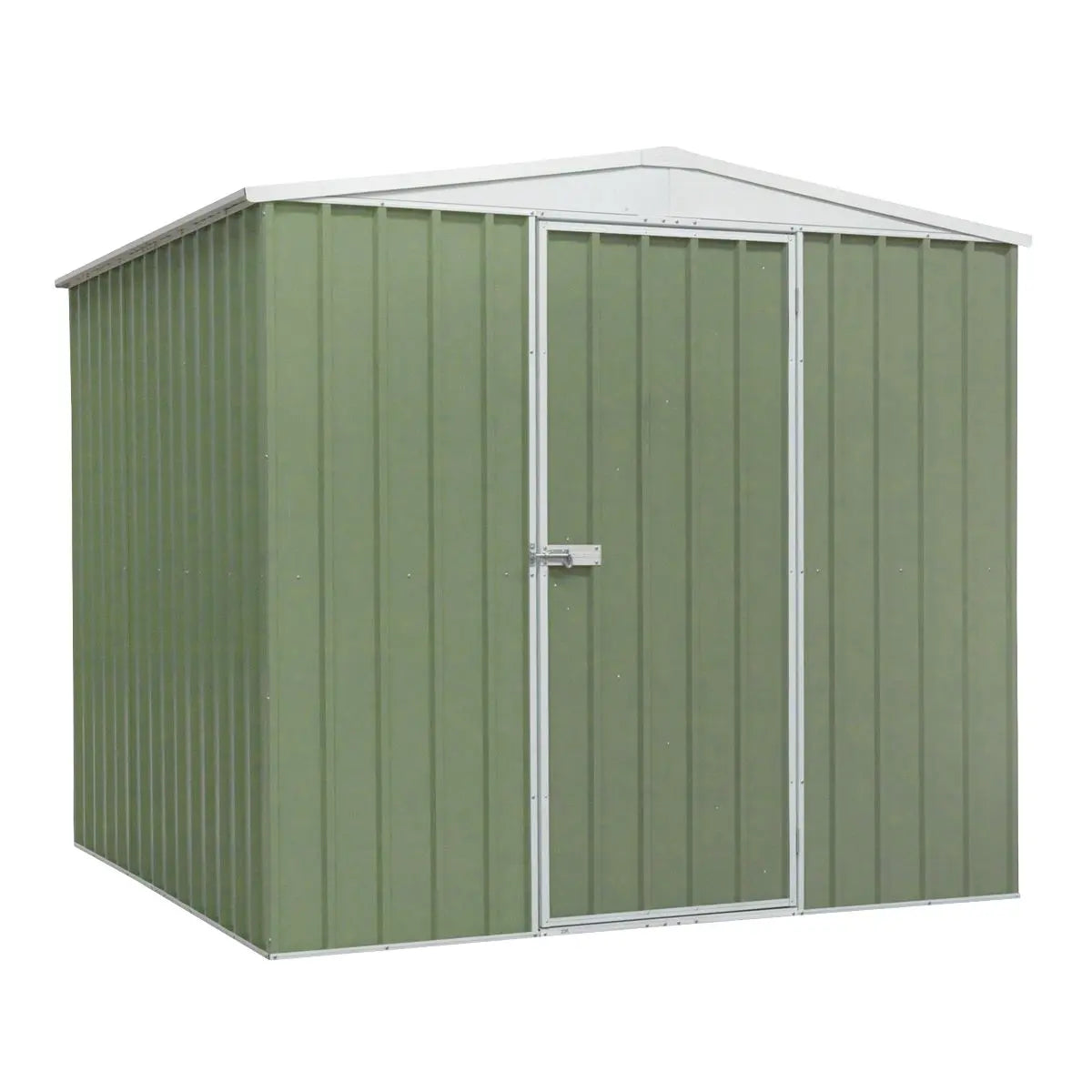 Dellonda Galvanised Steel Metal Garden/Outdoor/Storage Shed, 7.5FT x 7.5FT, Apex Style Roof - Green White Rose Tools