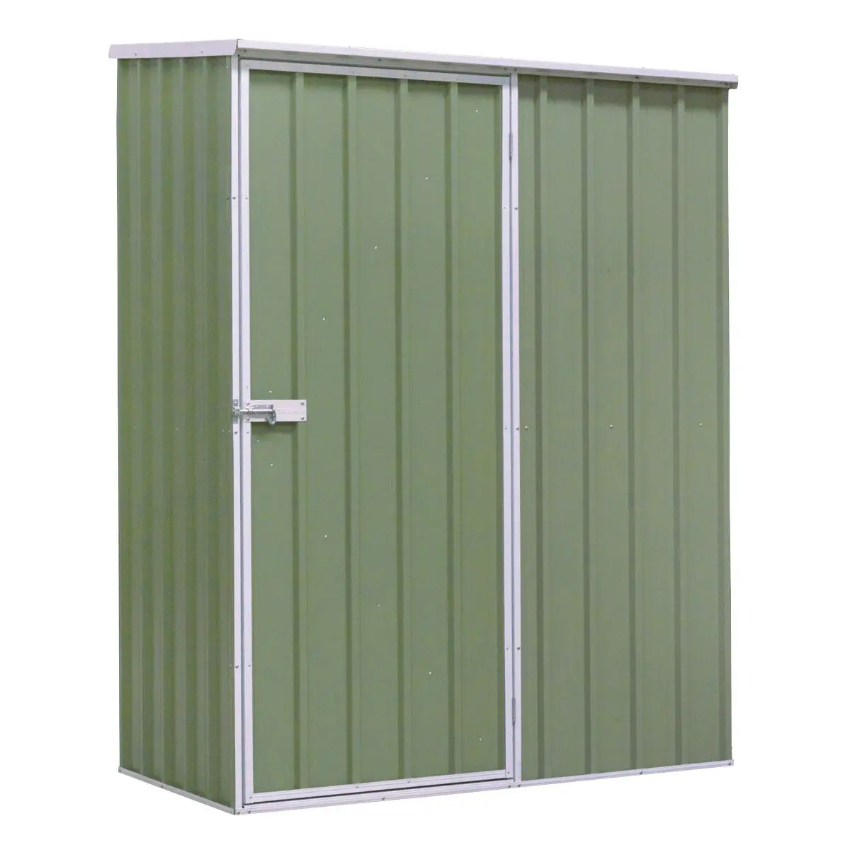 Dellonda Galvanized Steel Garden/Outdoor/Storage Shed, 1.5 x 0.8 x 1.9m, Pent Style Roof - Green White Rose Tools