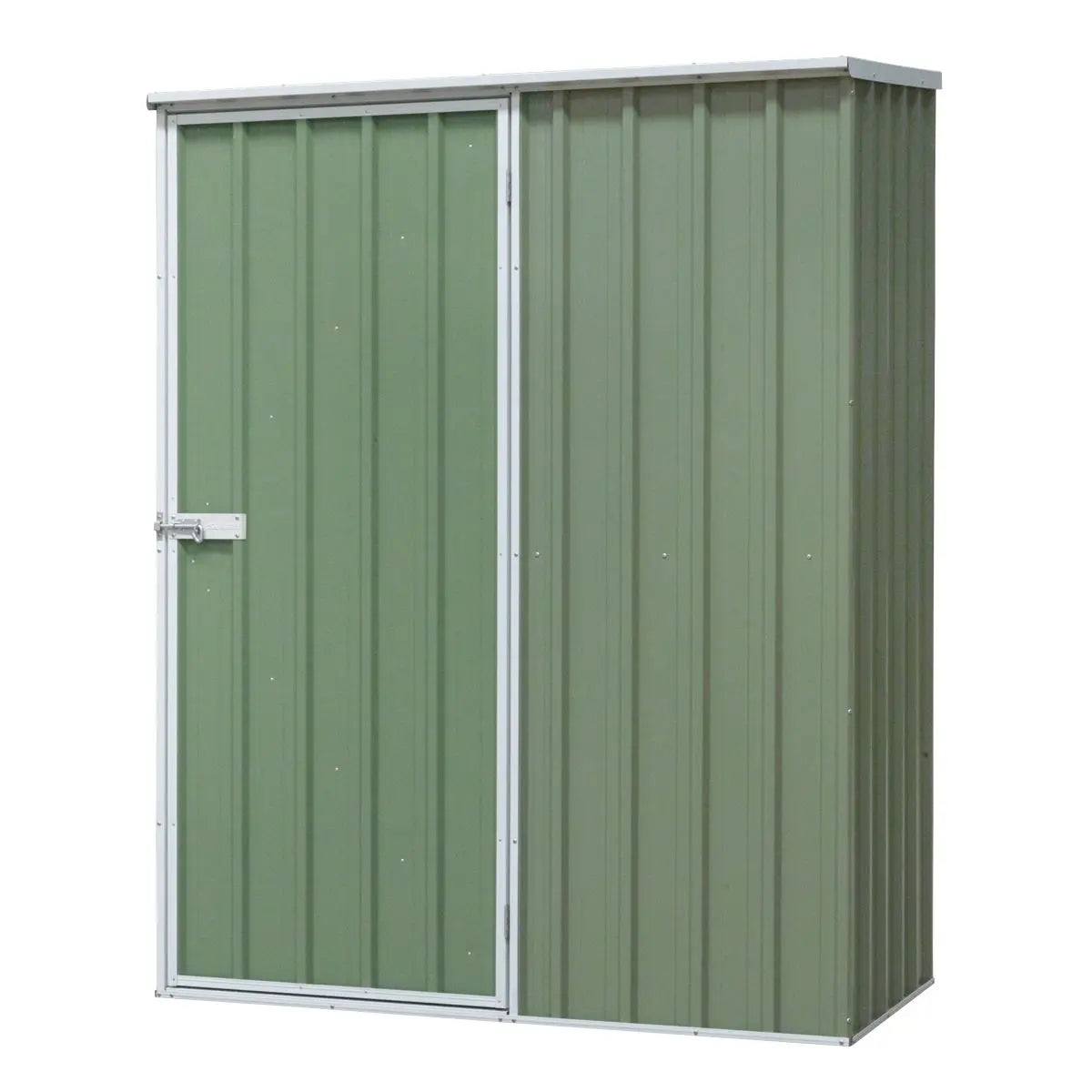 Dellonda Galvanized Steel Garden/Outdoor/Storage Shed, 1.5 x 0.8 x 1.9m, Pent Style Roof - Green  White Rose Tools