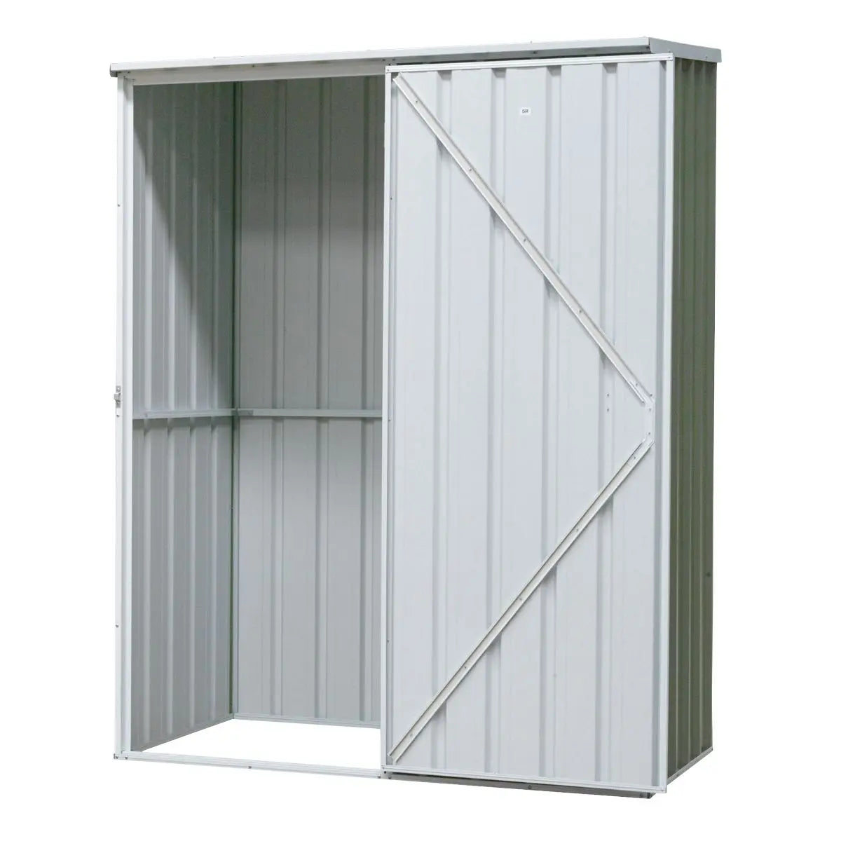 Dellonda Galvanized Steel Garden/Outdoor/Storage Shed, 1.5 x 0.8 x 1.9m, Pent Style Roof - Green  White Rose Tools