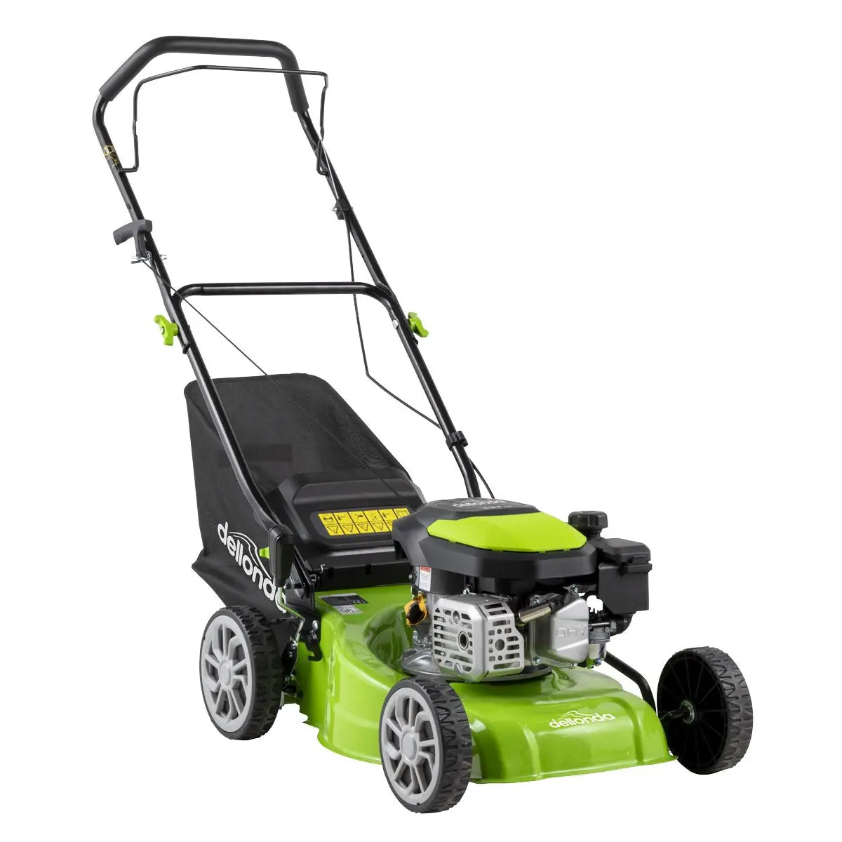 Dellonda Hand-Propelled Petrol Lawnmower Grass Cutter, 127cc 16"/41cm 4-Stroke White Rose Tools