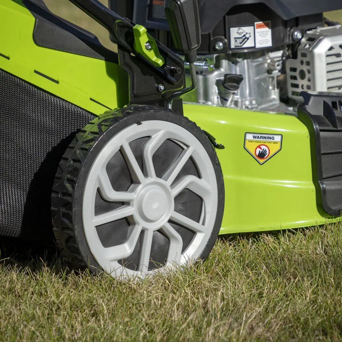 Dellonda Hand-Propelled Petrol Lawnmower Grass Cutter, 127cc 16"/41cm 4-Stroke White Rose Tools
