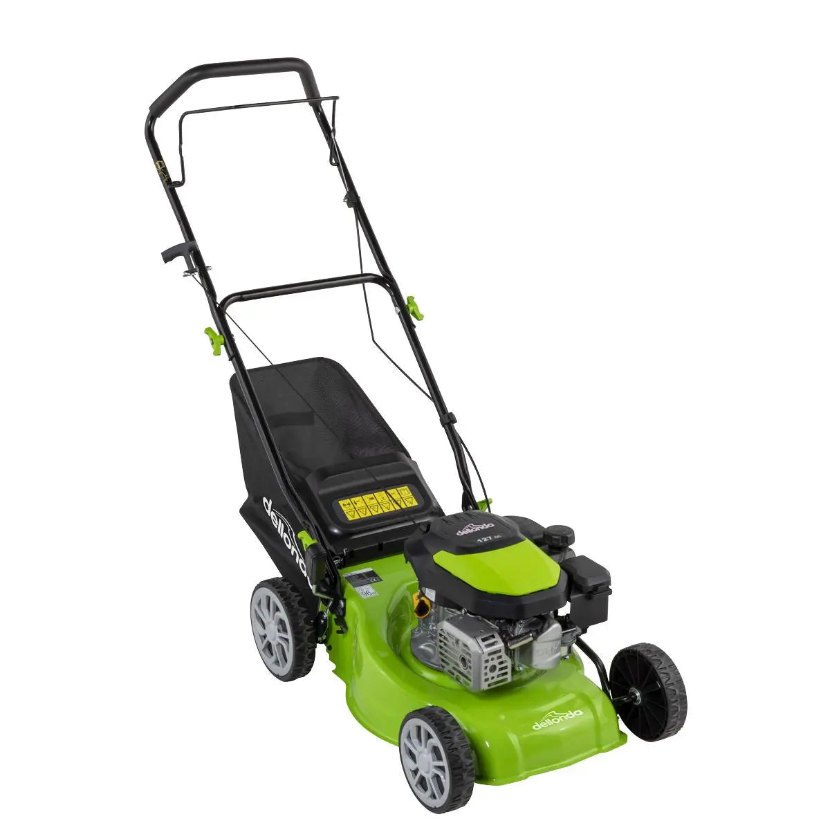 Dellonda Hand-Propelled Petrol Lawnmower Grass Cutter, 127cc 16"/41cm 4-Stroke  White Rose Tools