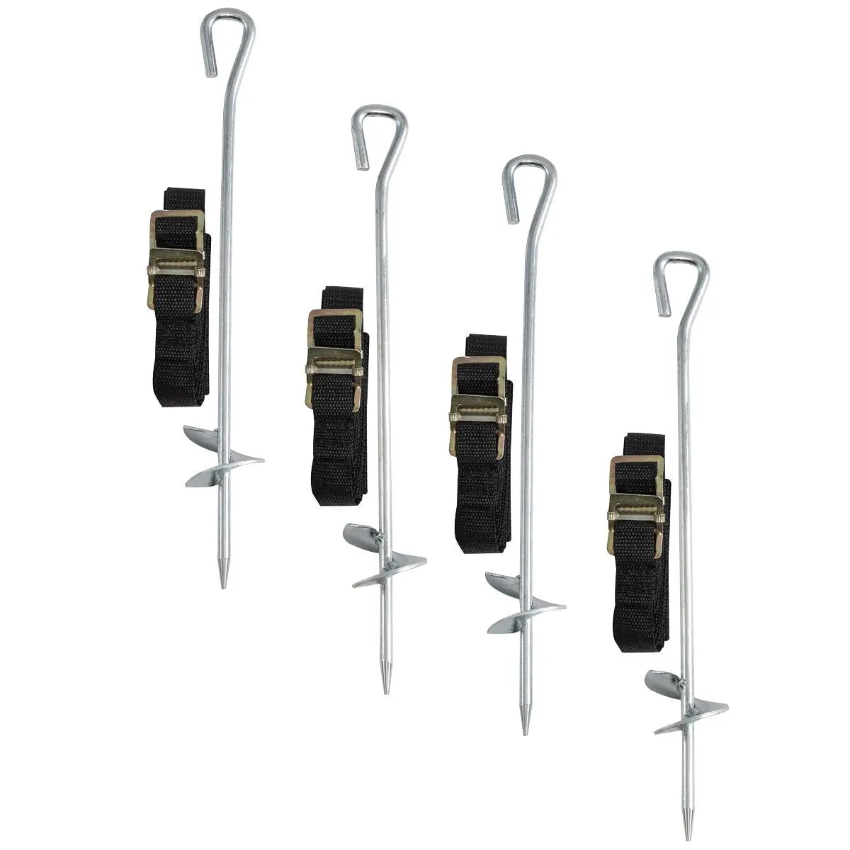 Dellonda Heavy Duty Trampoline Anchor Kit 4pc Ground Pegs Universal Fitting White Rose Tools