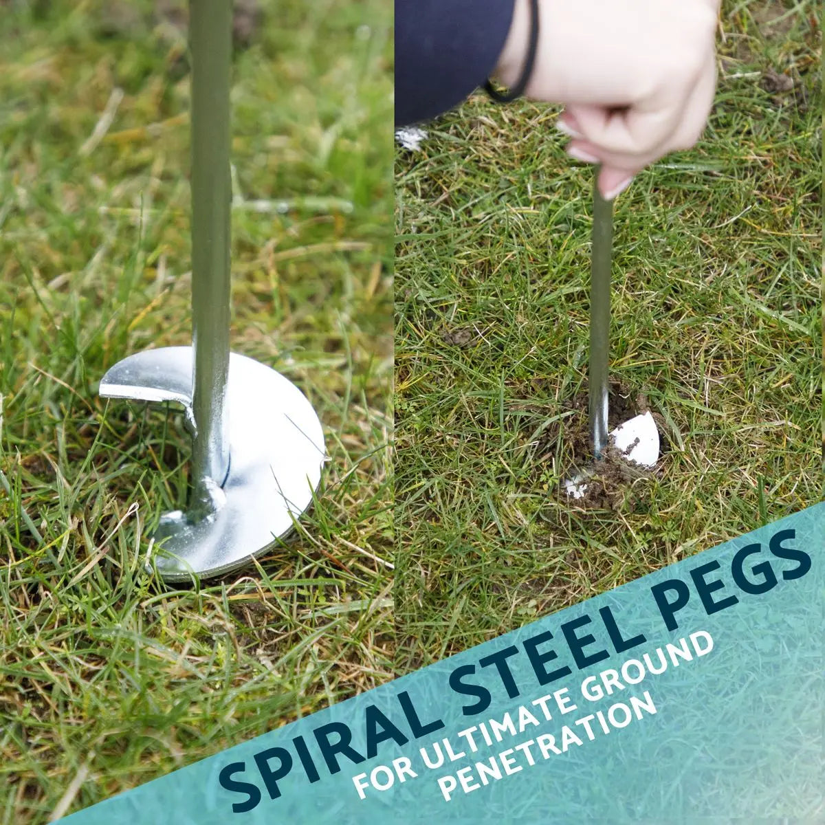 Dellonda Heavy Duty Trampoline Anchor Kit 4pc Ground Pegs Universal Fitting White Rose Tools