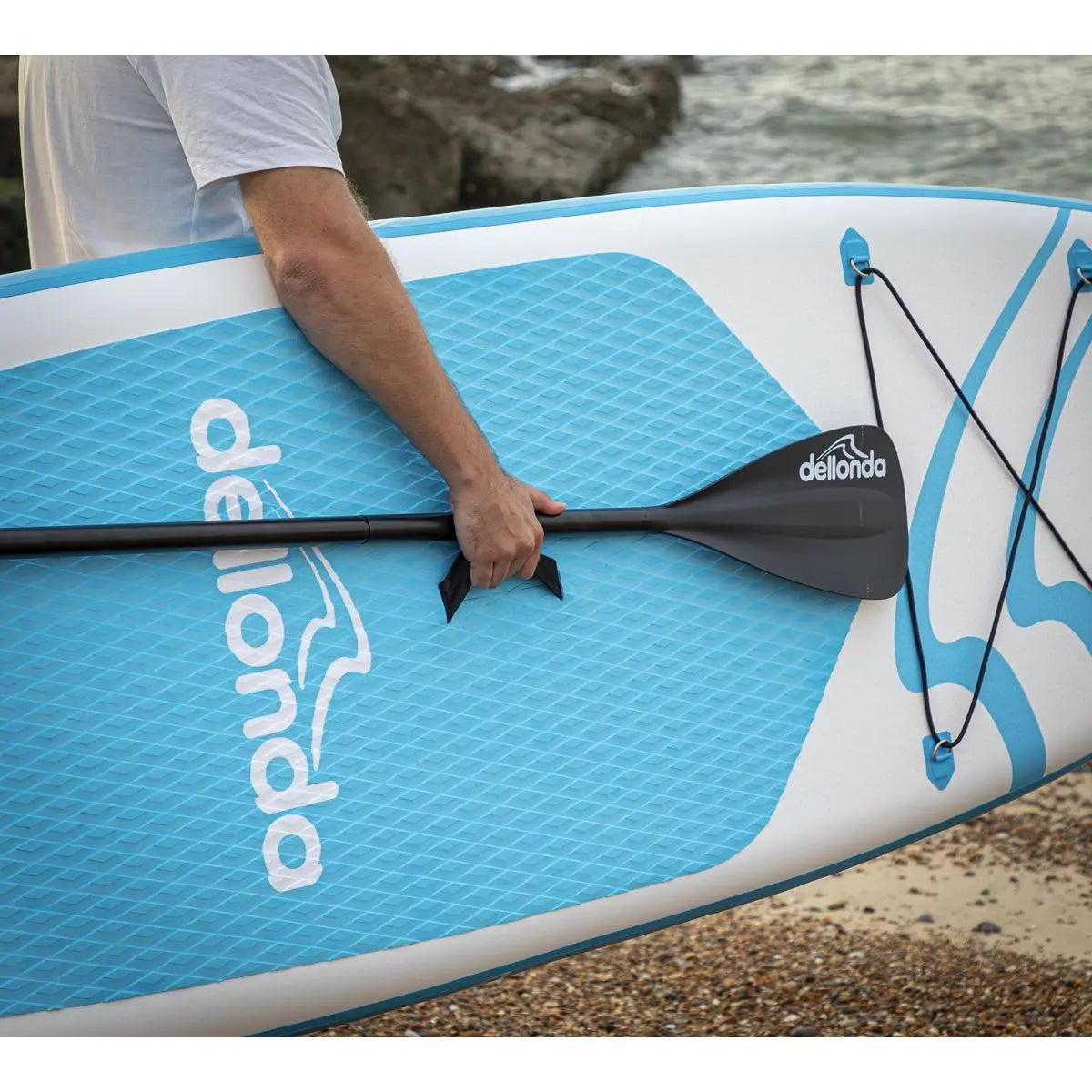 Dellonda Inflatable Stand Up Paddle Board 10'6" - Blue/White  White Rose Tools