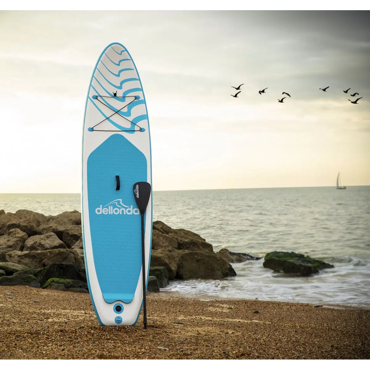 Dellonda Inflatable Stand Up Paddle Board 10'6" - Blue/White  White Rose Tools