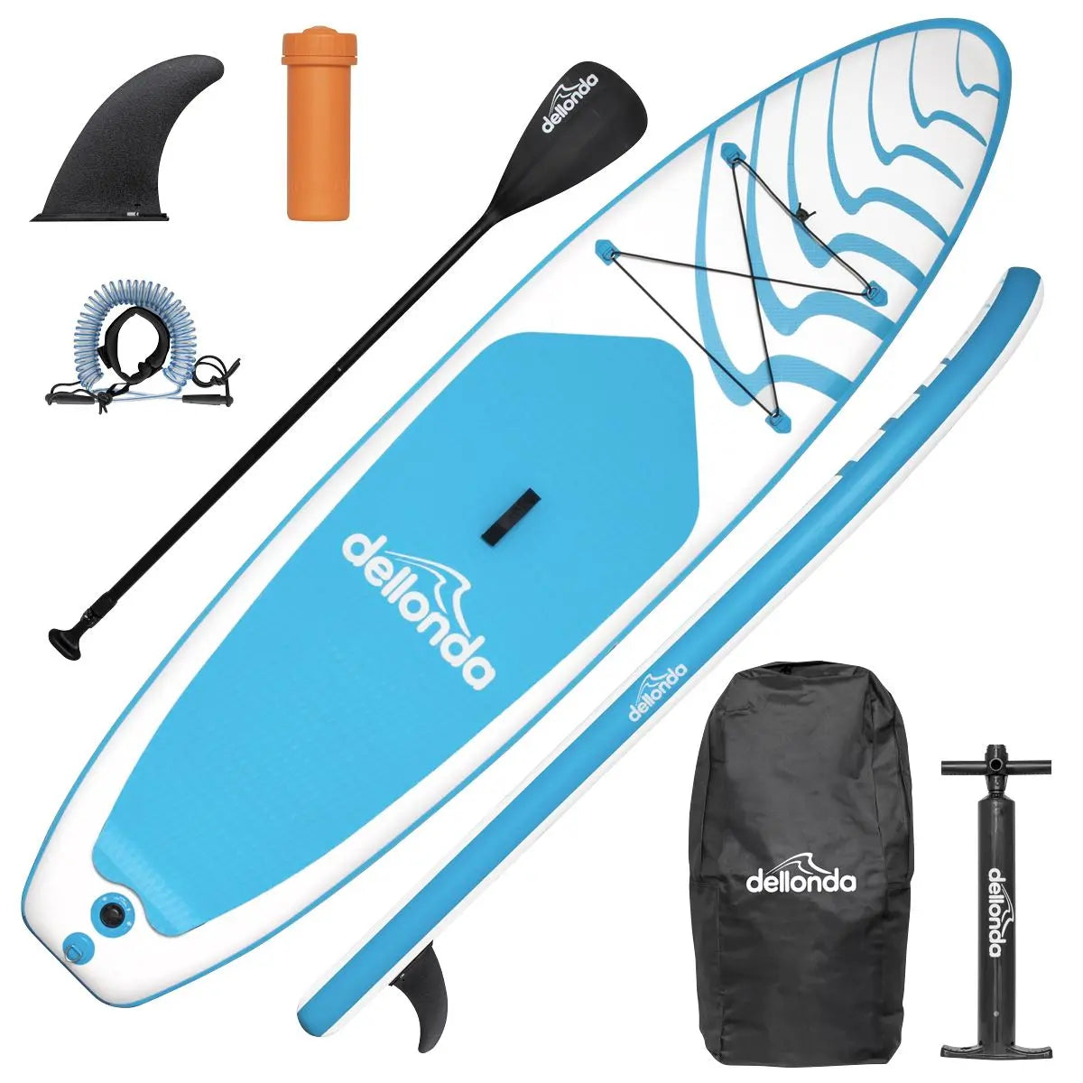 Dellonda Inflatable Stand Up Paddle Board 10'6" - Blue/White  White Rose Tools