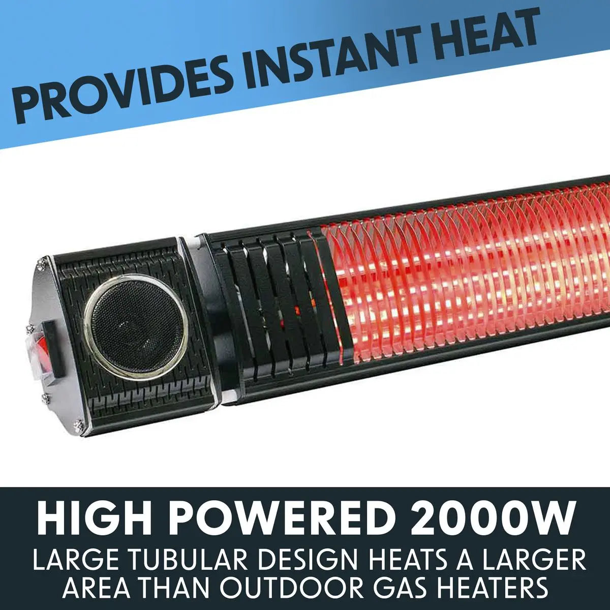 Dellonda Infrared Outdoor 2000W Patio Heater with Speakers for Music, Black White Rose Tools