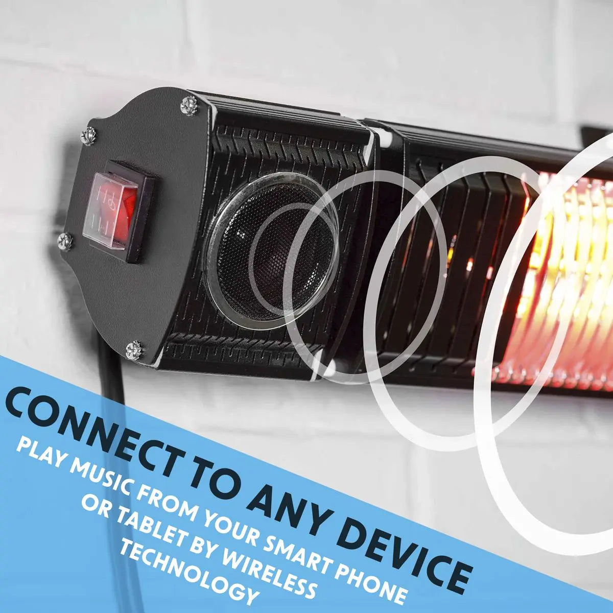 Dellonda Infrared Outdoor 2000W Patio Heater with Speakers for Music, Black White Rose Tools