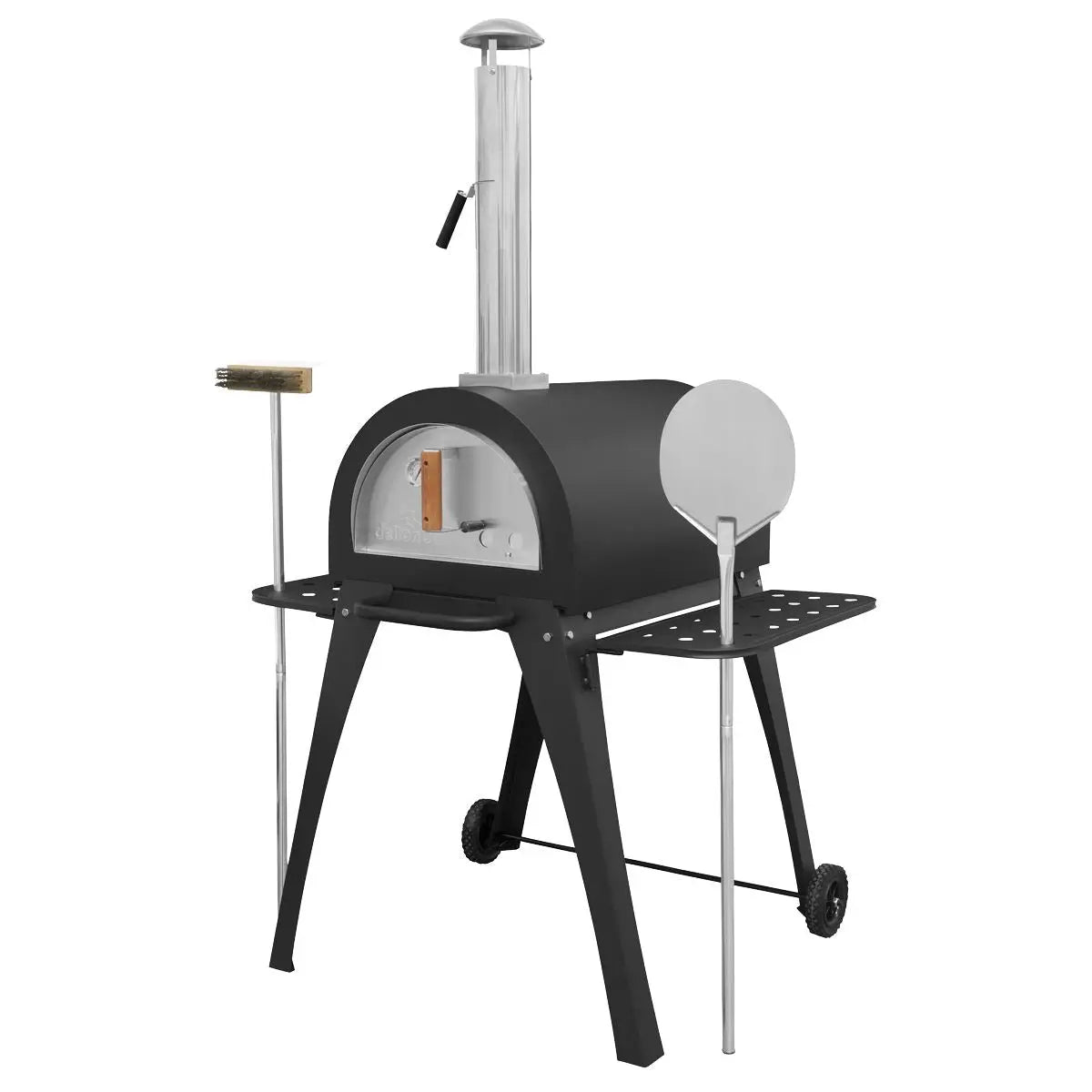 Dellonda Large Outdoor Wood-Fired Pizza Oven & Smoker with Side Shelves & Stand White Rose Tools