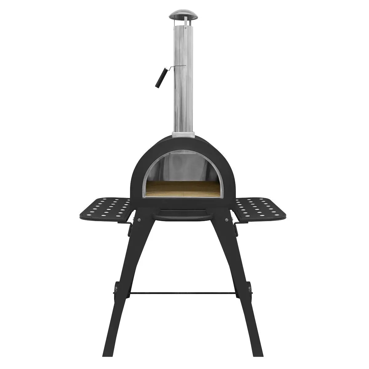 Dellonda Large Outdoor Wood-Fired Pizza Oven & Smoker with Side Shelves & Stand White Rose Tools