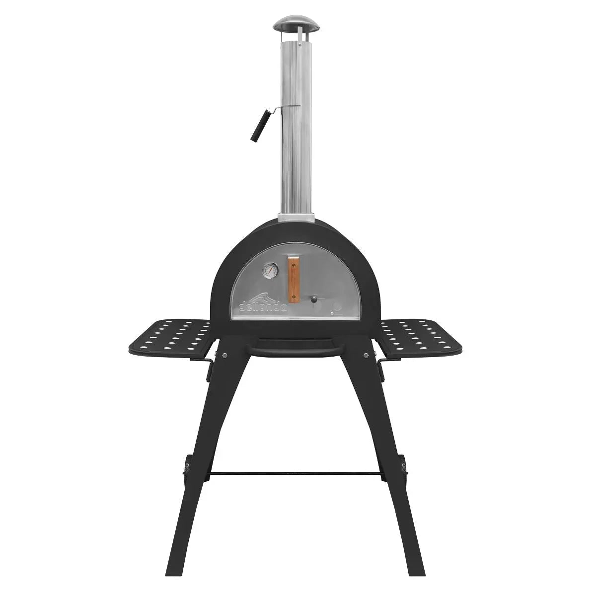 Dellonda Large Outdoor Wood-Fired Pizza Oven & Smoker with Side Shelves & Stand White Rose Tools