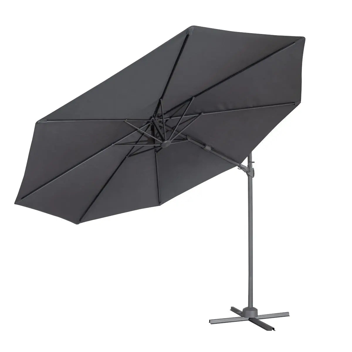 Dellonda Ø3m Garden/Patio Cantilever Parasol/Umbrella with Crank Handle, Tilt, 360° Rotation and Cover, Grey White Rose Tools