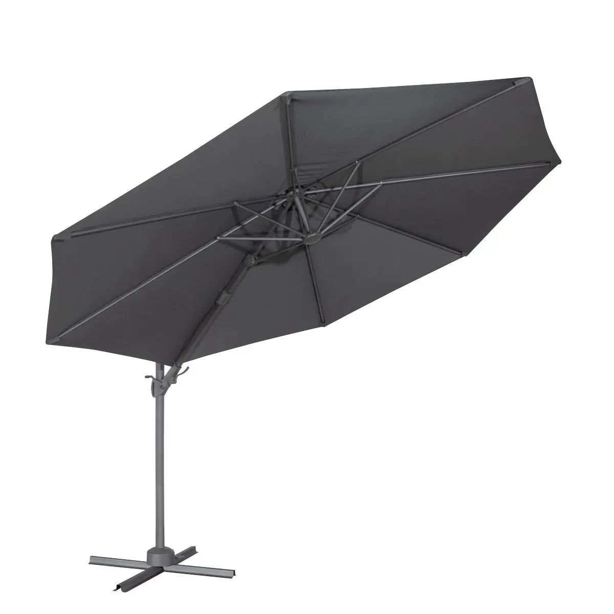 Dellonda Ø3m Garden/Patio Cantilever Parasol/Umbrella with Crank Handle, Tilt, 360° Rotation and Cover, Grey White Rose Tools