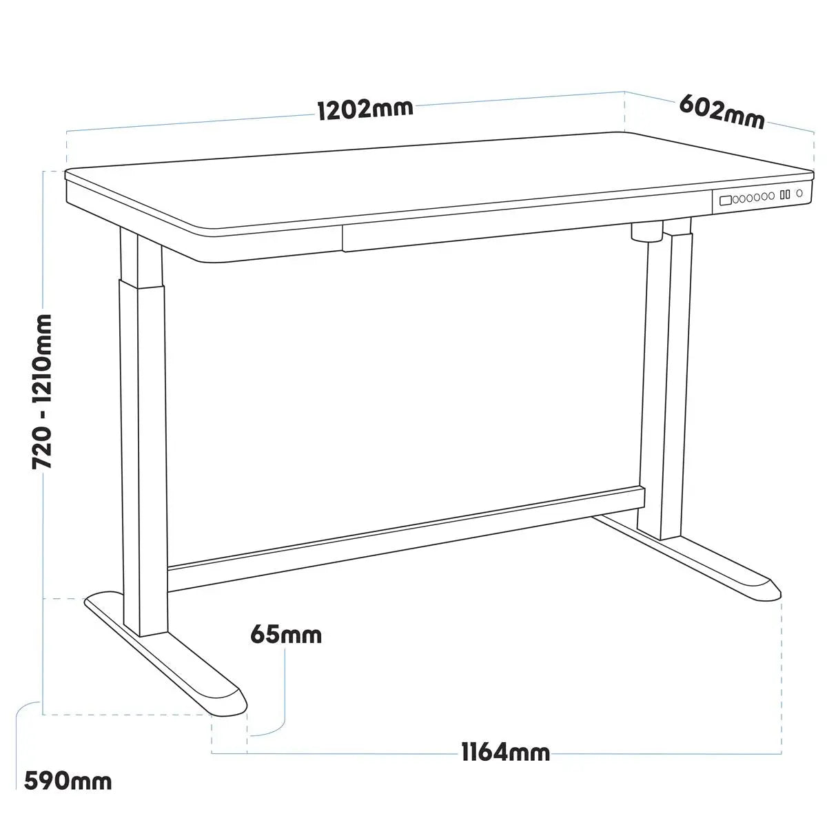 Dellonda Oak Electric Adjustable Standing Desk with USB & Drawer, 1200 x 600mm White Rose Tools