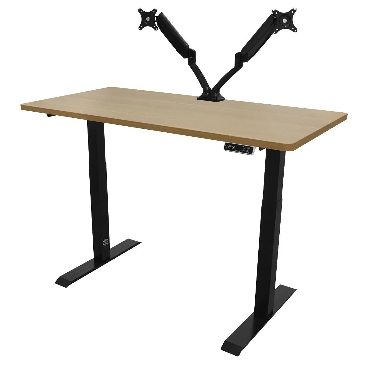 Dellonda Oak Electric Height Adjustable Standing Desk, 1400 x 700mm Dual Motor 100kg White Rose Tools