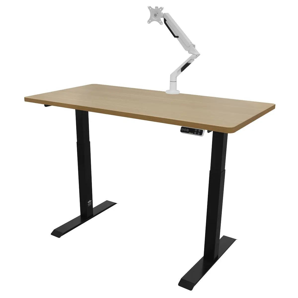 Dellonda Oak Electric Height Adjustable Standing Desk, 1400 x 700mm Dual Motor 100kg White Rose Tools