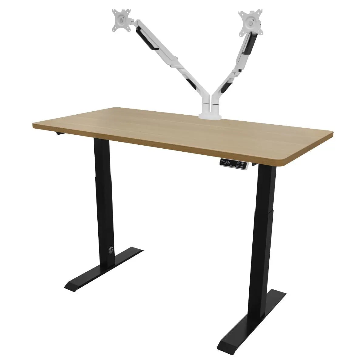 Dellonda Oak Electric Height Adjustable Standing Desk, 1400 x 700mm Dual Motor 100kg White Rose Tools