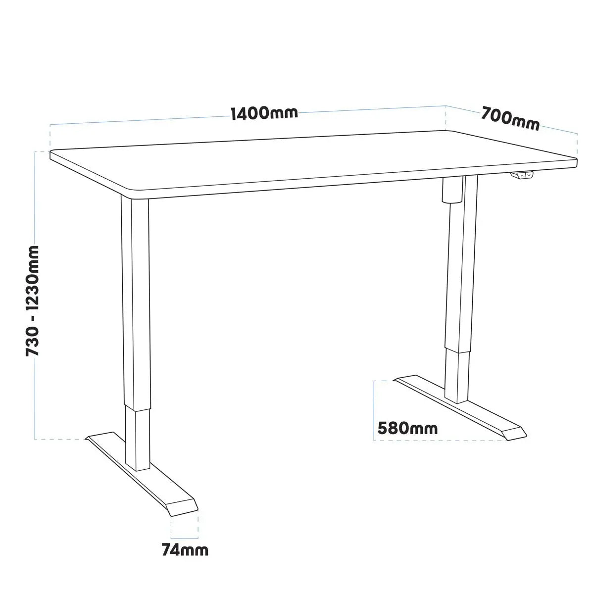 Dellonda Oak Electric Height Adjustable Standing Desk, 1400 x 700mm Dual Motor 100kg White Rose Tools