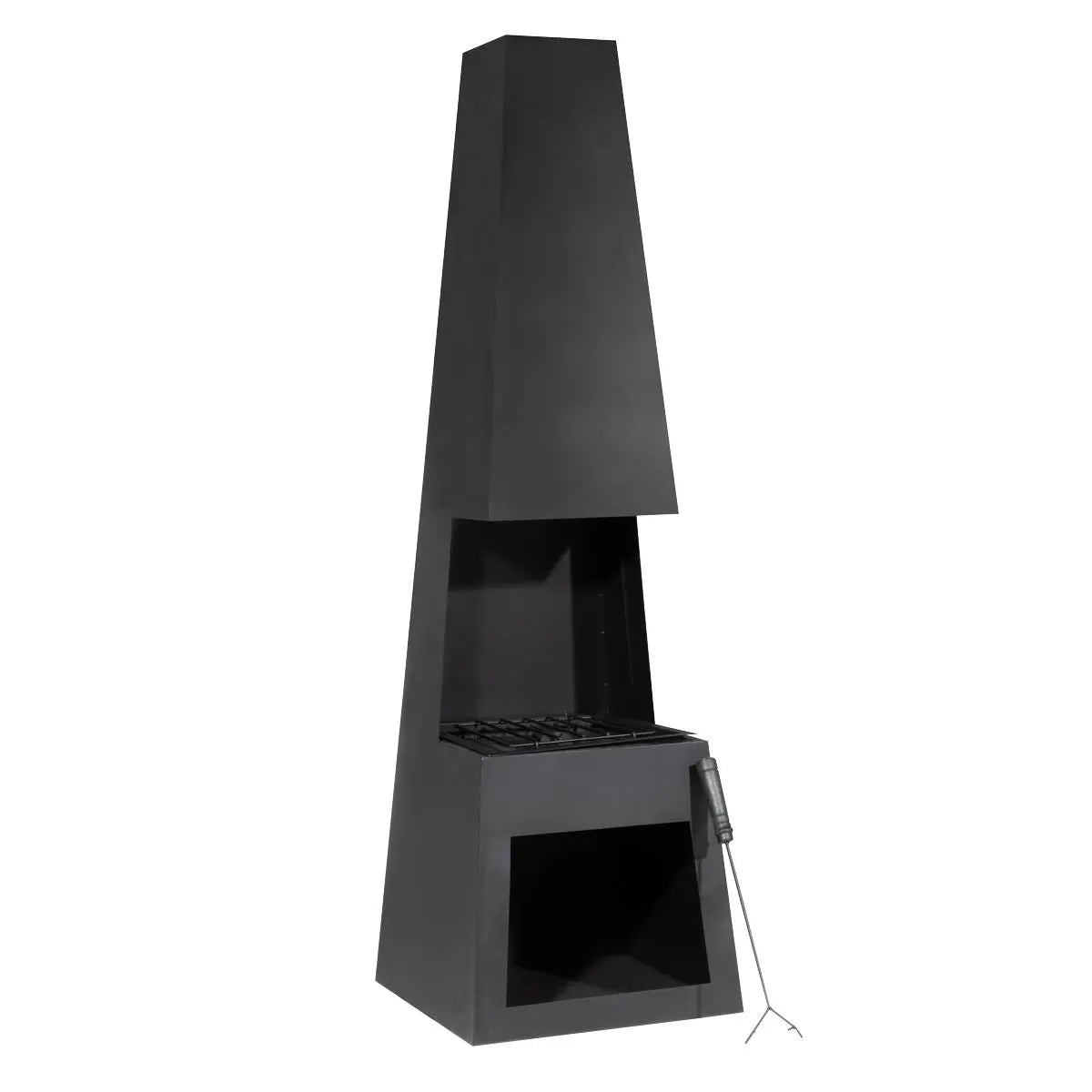Dellonda Outdoor Chiminea Fireplace Fire Pit Heater Firewood Storage Black Steel White Rose Tools