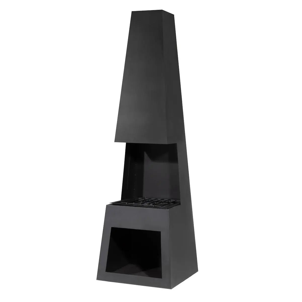 Dellonda Outdoor Chiminea Fireplace Fire Pit Heater Firewood Storage Black Steel White Rose Tools