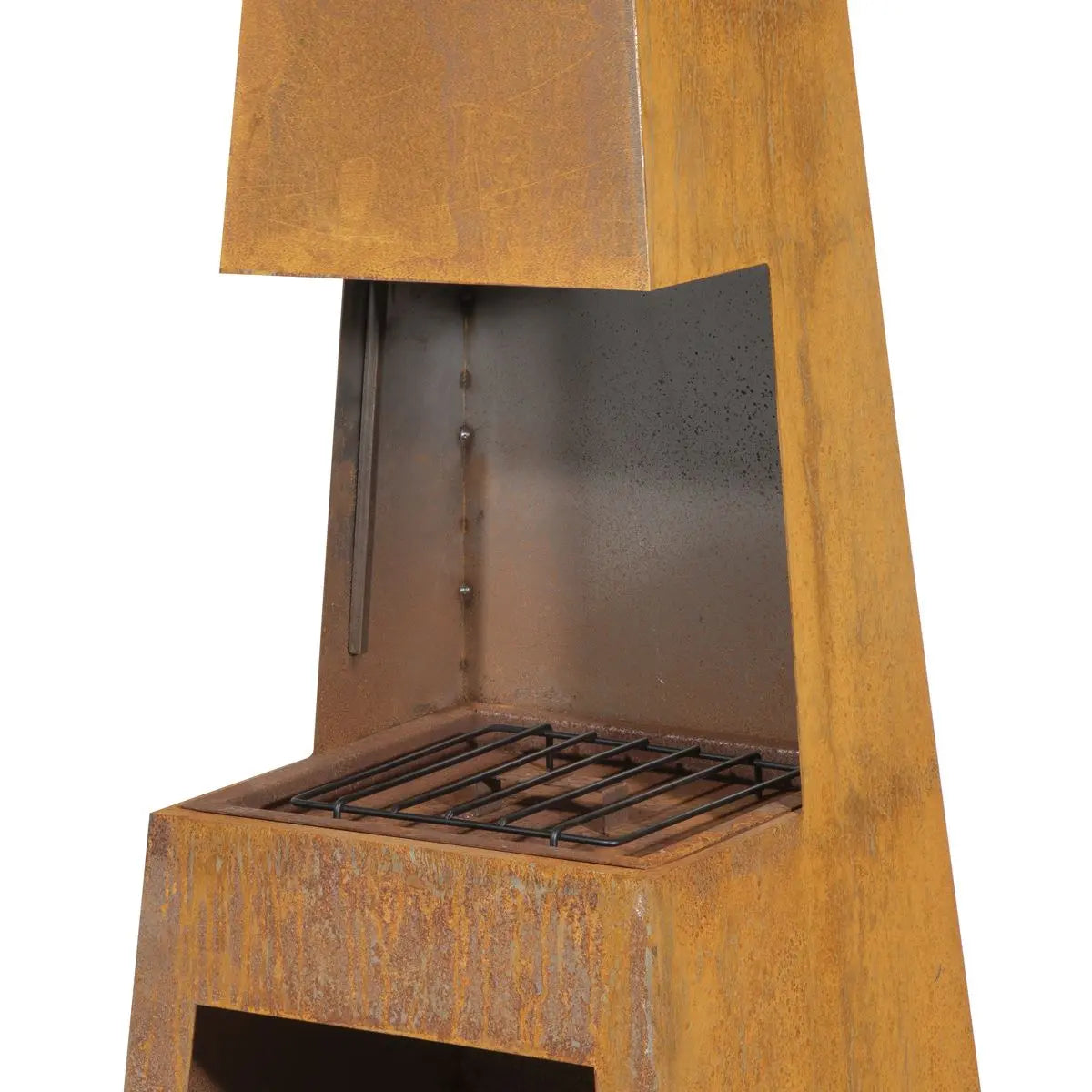 Dellonda Outdoor Chiminea Fireplace Heater Firewood Storage - Corten Steel  White Rose Tools