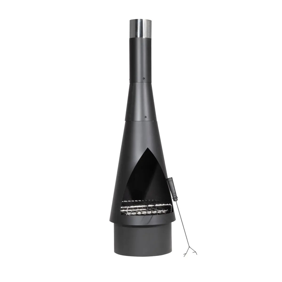 Dellonda Outdoor Chiminea, Fireplace, Fire Pit, Heater, Durable, Black Steel White Rose Tools