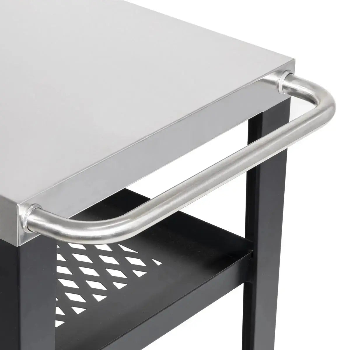 Dellonda Plancha Trolley with Utensil Holder - Stainless Steel Top White Rose Tools