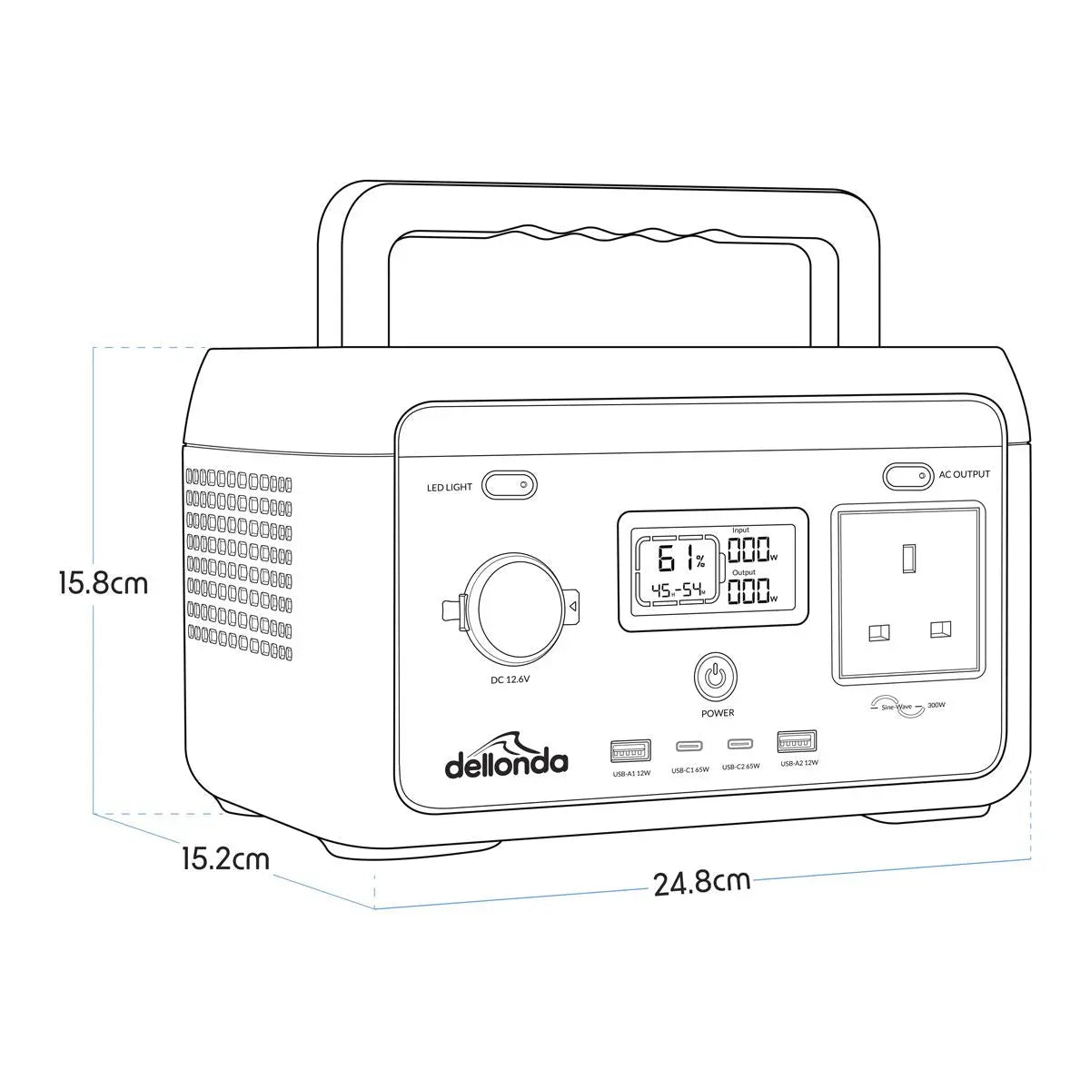Dellonda Portable Power Station 300W  White Rose Tools