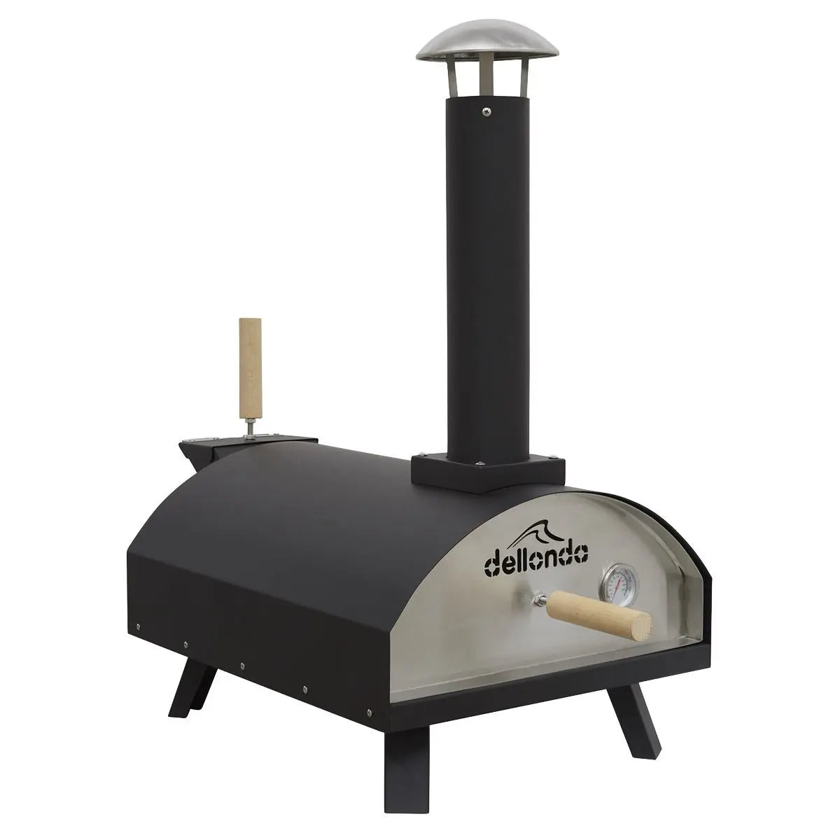 Dellonda Portable Wood-Fired 14" Pizza & Smoking Oven - Black/Stainless Steel White Rose Tools