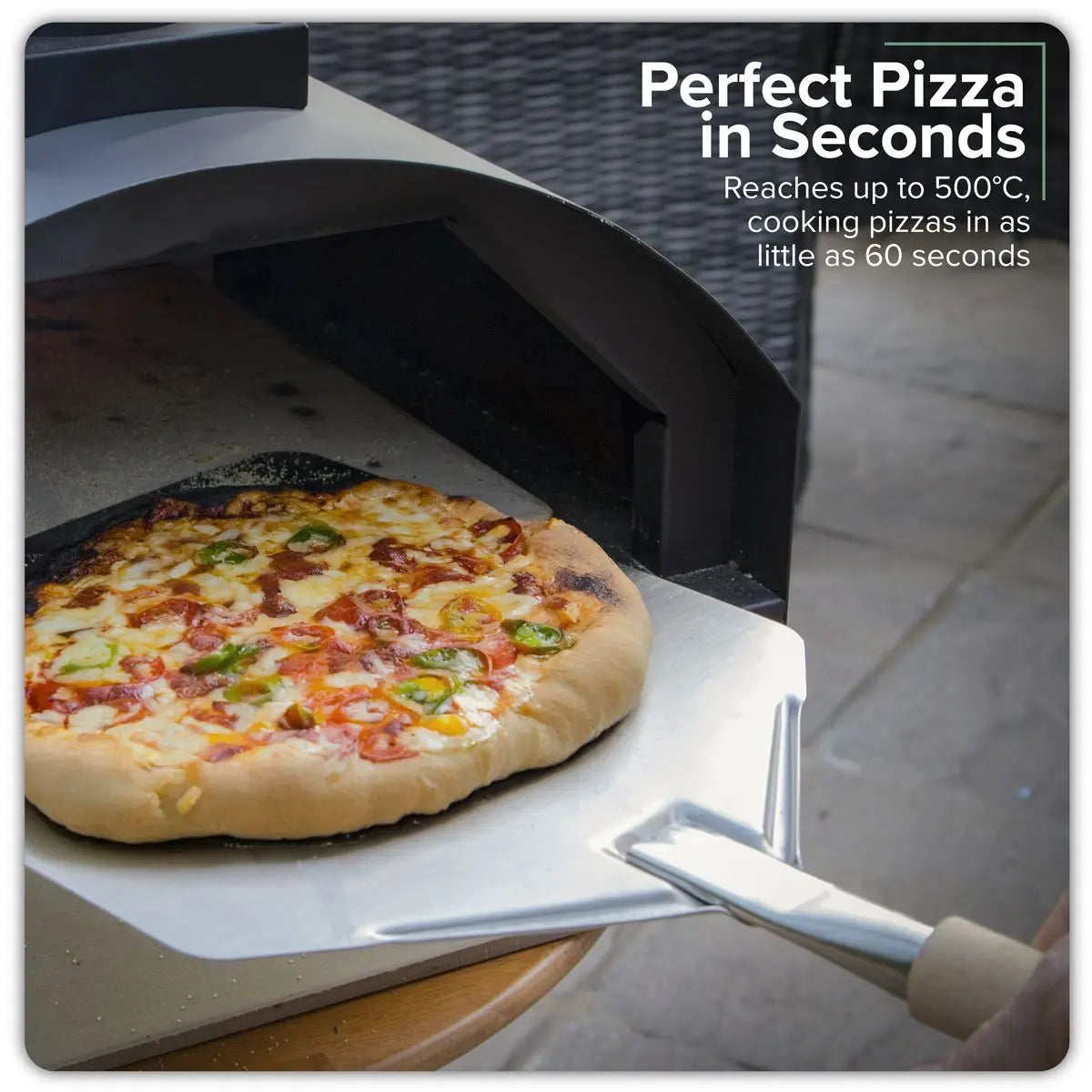 Dellonda Portable Wood-Fired 14" Pizza & Smoking Oven - Black/Stainless Steel  White Rose Tools