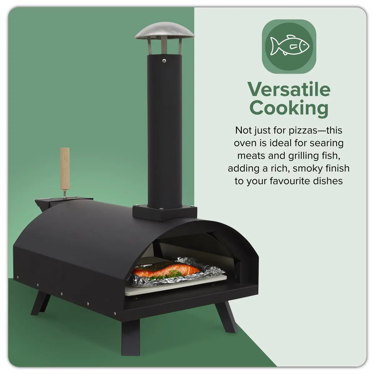 Dellonda Portable Wood-Fired 14" Pizza & Smoking Oven - Black/Stainless Steel  White Rose Tools