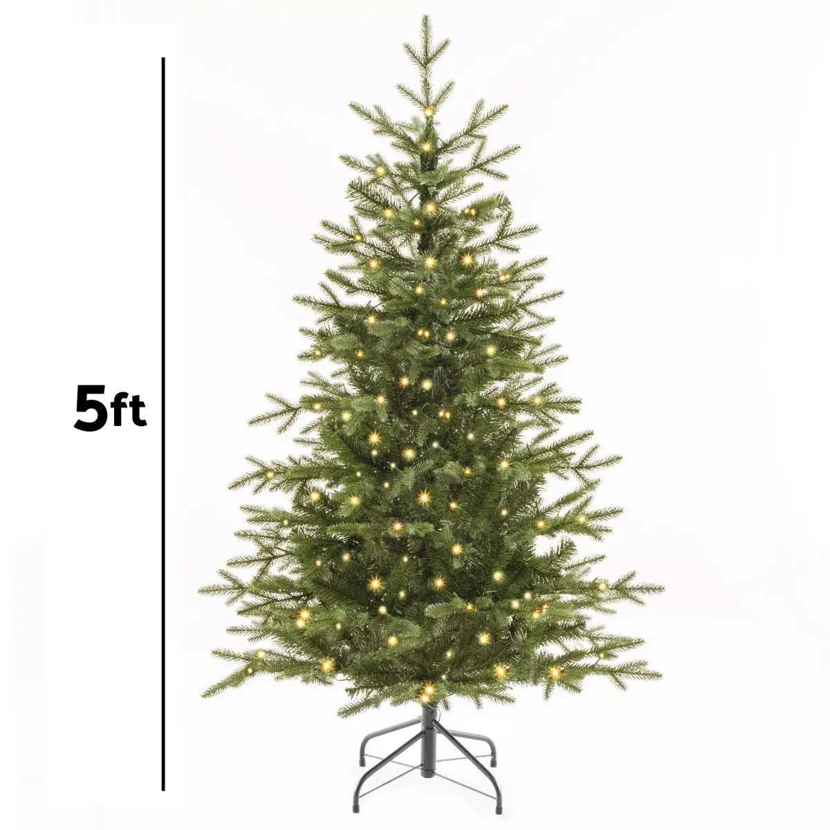 Dellonda Pre-Lit 5ft Hinged Christmas Tree with Warm White LED Lights & PE/PVC Tips  White Rose Tools