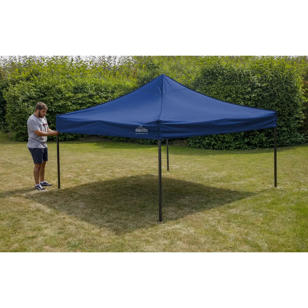 Dellonda Premium 3 x 3m Pop-Up Gazebo, PVC Coated, Water Resistant Fabric, Supplied with Carry Bag, Rope, Stakes & Weight Bags - Blue Canopy  White Rose Tools