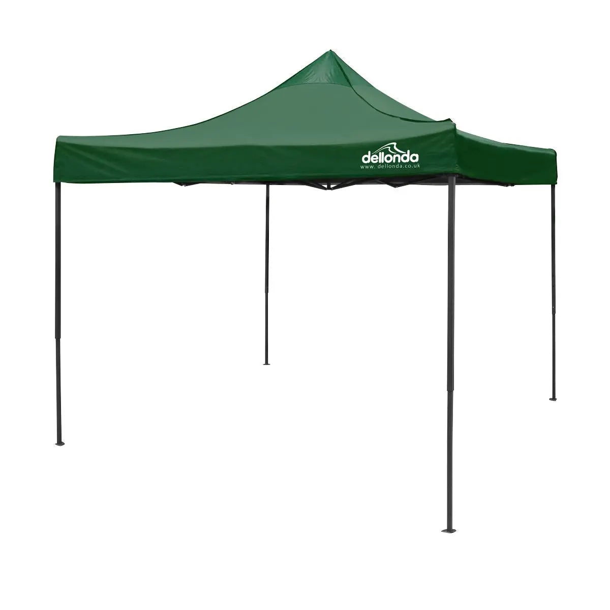 Dellonda Premium 3 x 3m Pop-Up Gazebo, PVC Coated, Water Resistant Fabric, Supplied with Carry Bag, Rope, Stakes & Weight Bags - Dark Green Canopy  White Rose Tools