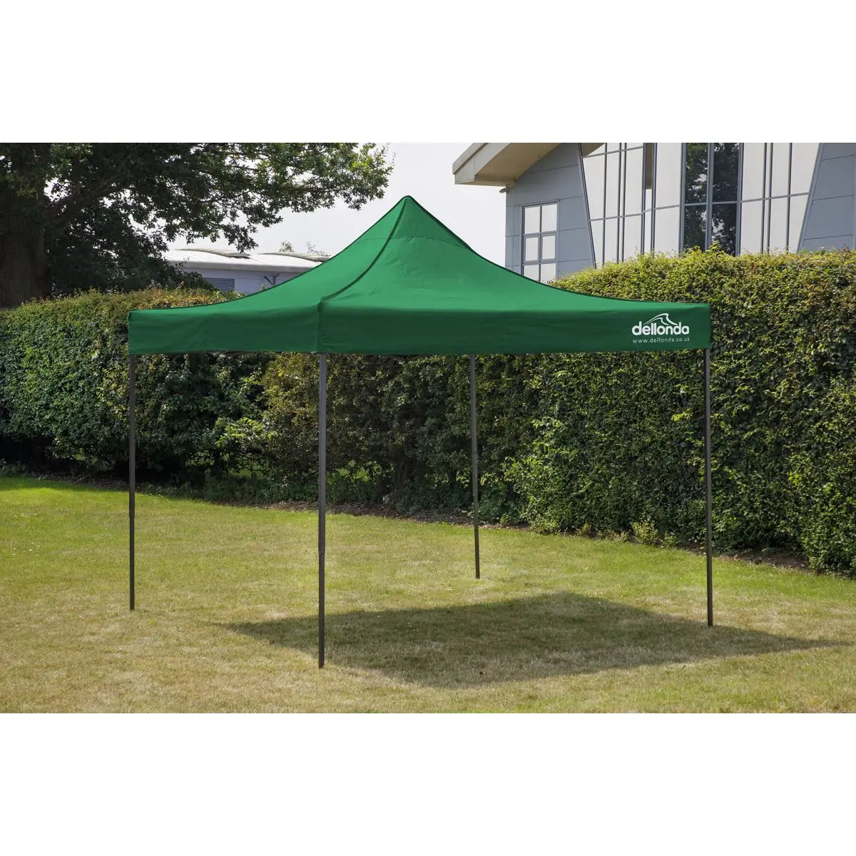 Dellonda Premium 3 x 3m Pop-Up Gazebo, PVC Coated, Water Resistant Fabric, Supplied with Carry Bag, Rope, Stakes & Weight Bags - Dark Green Canopy  White Rose Tools