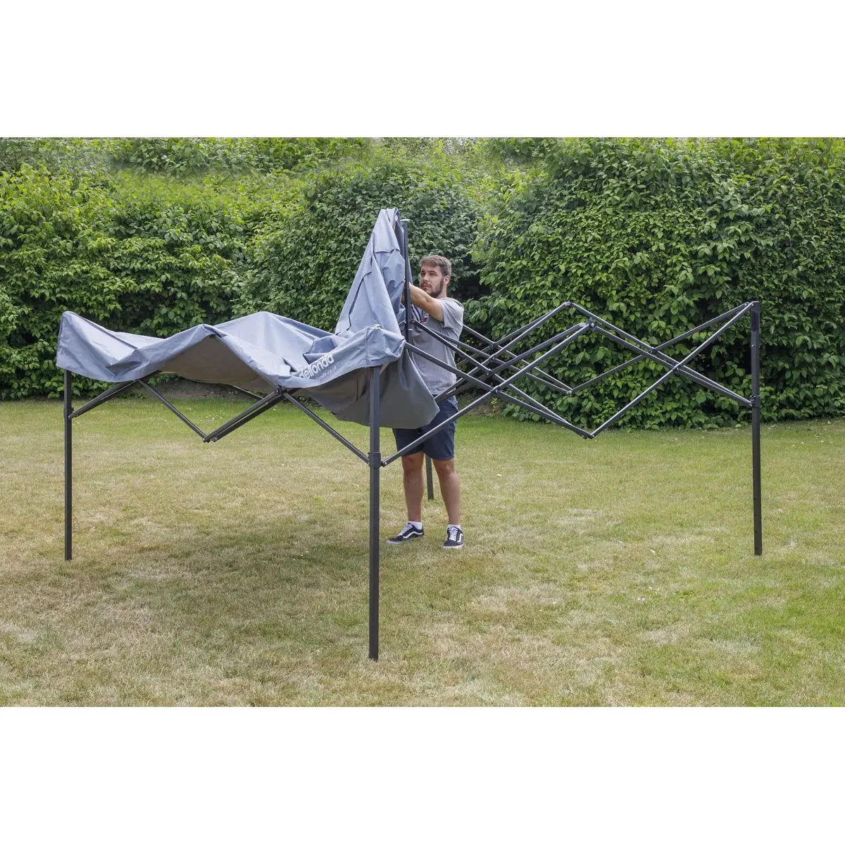 Dellonda Premium 3 x 3m Pop-Up Gazebo, PVC Coated, Water Resistant Fabric, Supplied with Carry Bag, Rope, Stakes & Weight Bags - Grey Canopy  White Rose Tools
