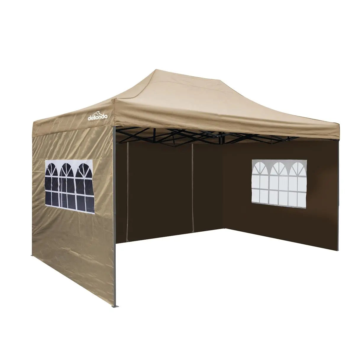 Dellonda Premium 3x4.5m Pop-Up Gazebo & Side Walls, PVC Coated, Water Resistant Fabric with Carry Bag, Rope, Stakes & Weight Bags - Beige  White Rose Tools
