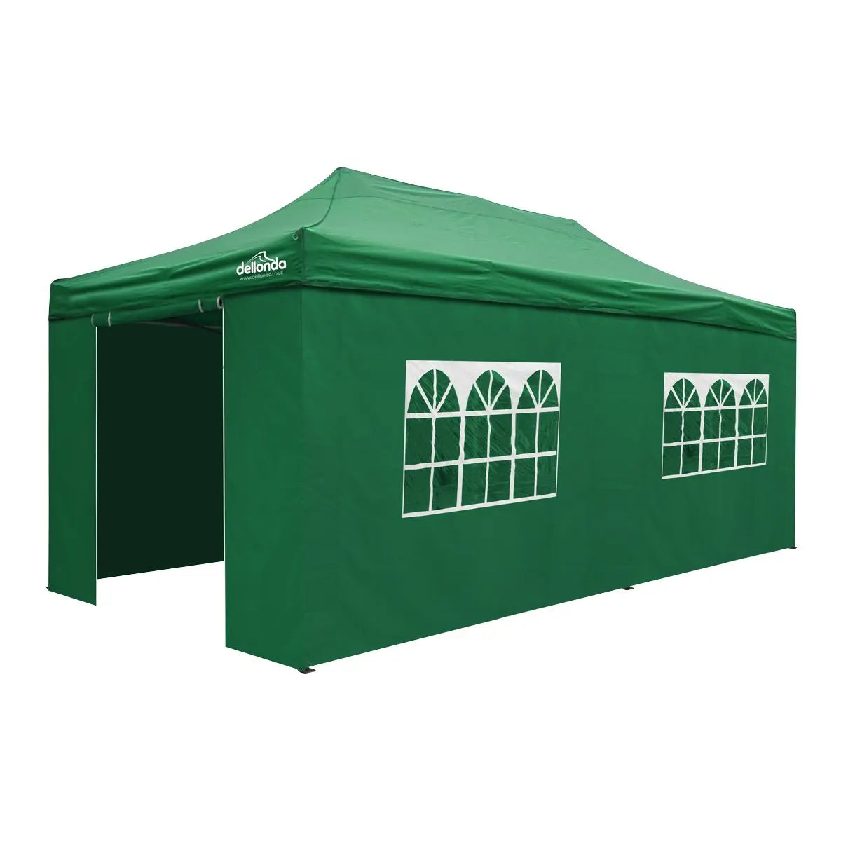 Dellonda Premium 3x6m Pop-Up Gazebo & Side Walls, PVC Coated, Water Resistant Fabric with Carry Bag, Rope, Stakes & Weight Bags - Green  White Rose Tools