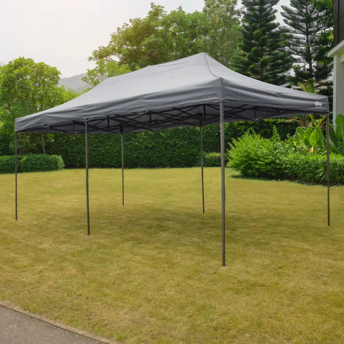 Dellonda Premium 3x6m Pop-Up Gazebo, Heavy Duty, PVC Coated, Water Resistant Fabric, Supplied with Carry Bag, Rope, Stakes & Weight Bags - Grey Canopy White Rose Tools