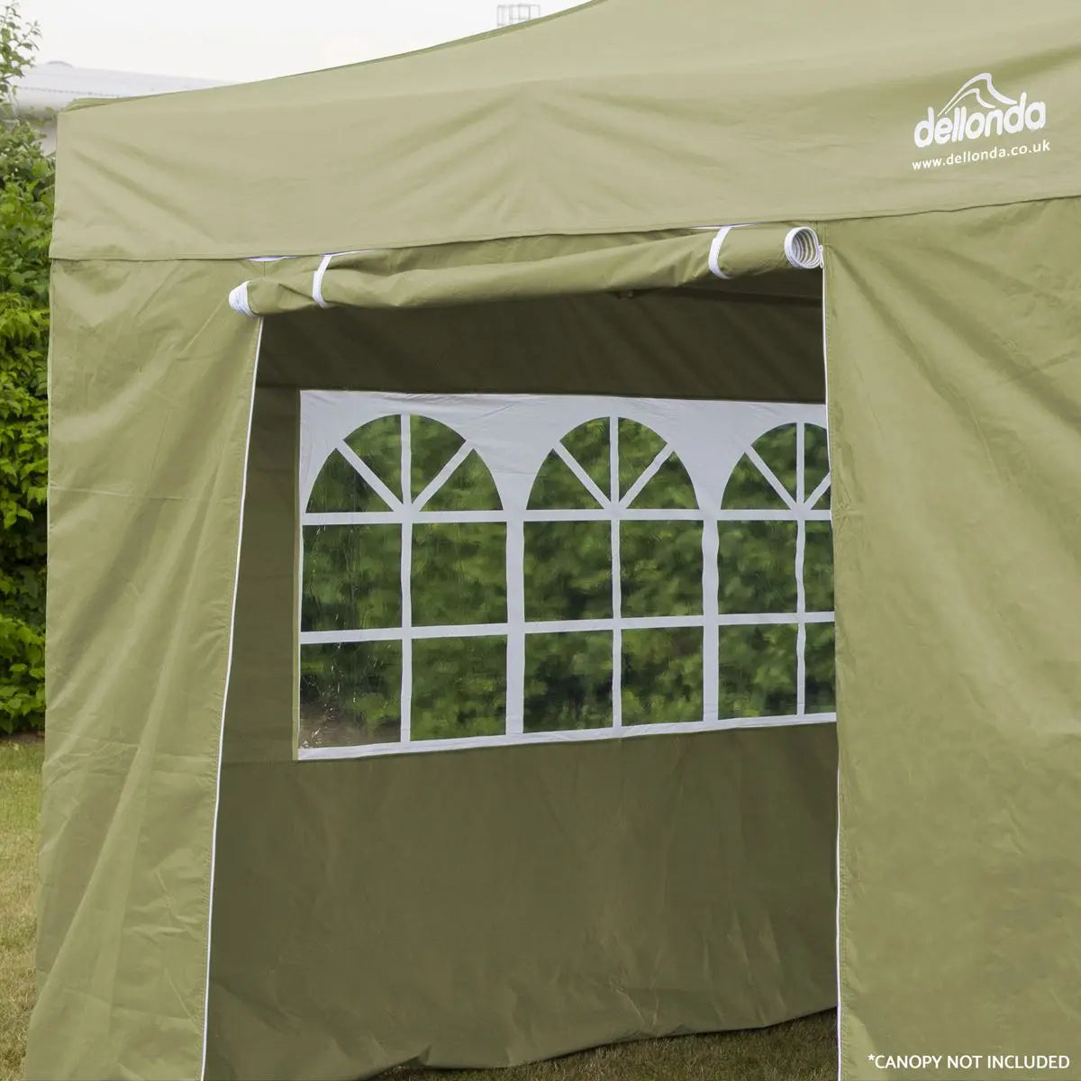 Dellonda Premium Gazebo/Marquee Side Walls/Doors/Windows, Fits 3 x 3m Models - Beige White Rose Tools