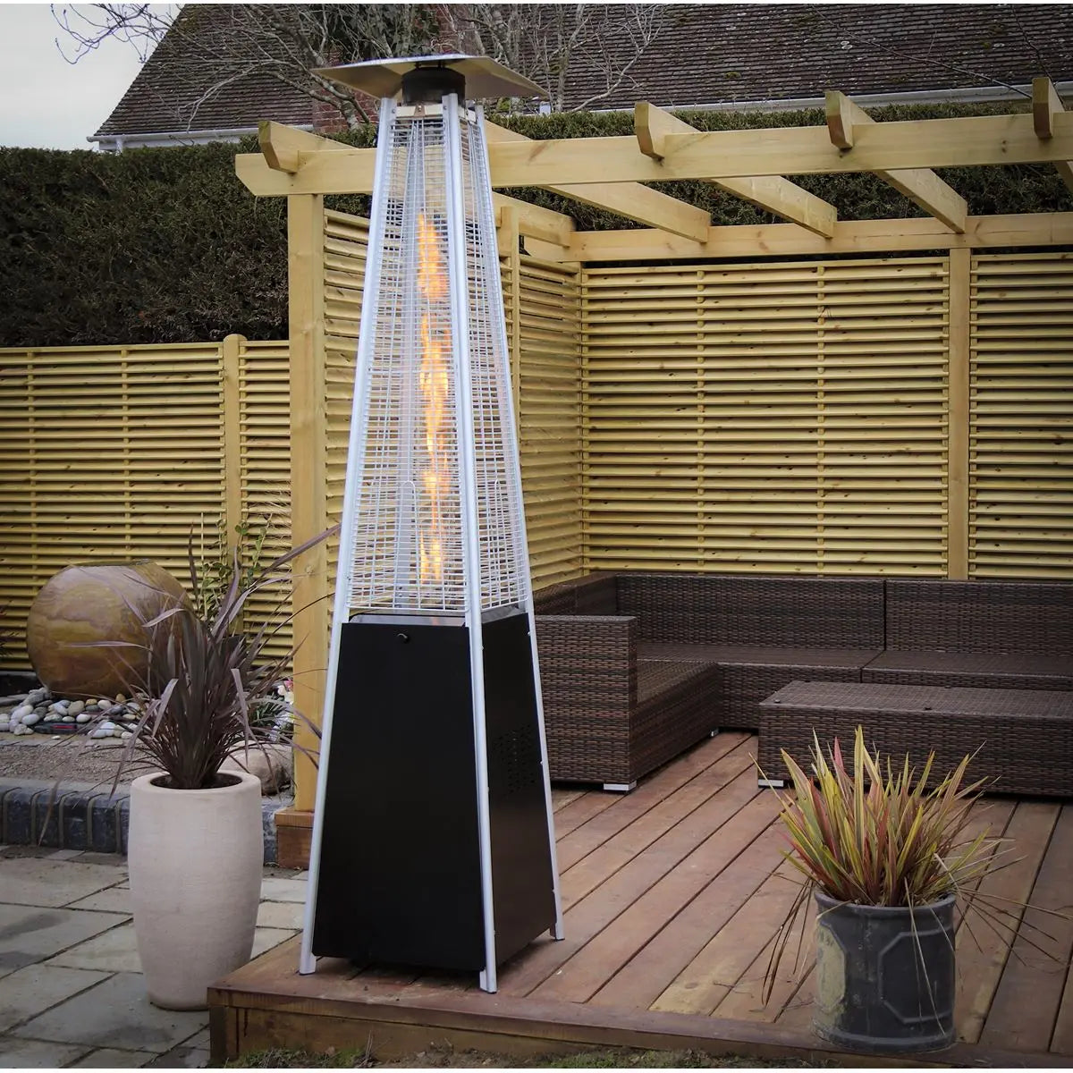 Dellonda Pyramid Gas Outdoor Garden Patio Heater 13kW Commercial & Home Use White Rose Tools