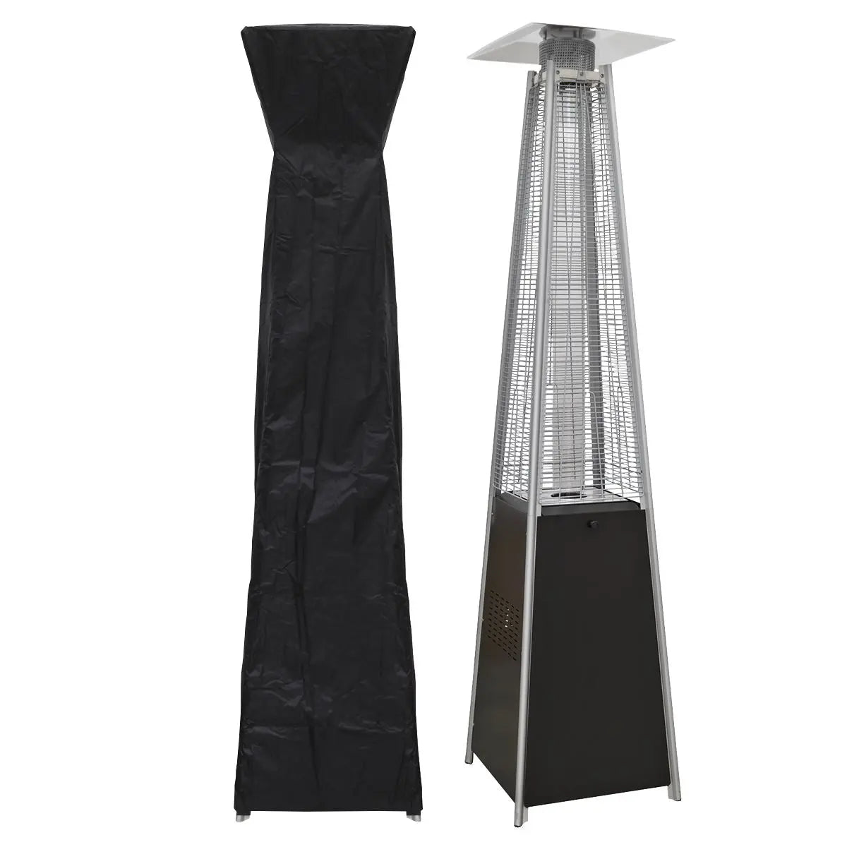 Dellonda Pyramid Gas Patio Heater 13kW for Commercial & Domestic Use, Supplied with Cover, Black White Rose Tools